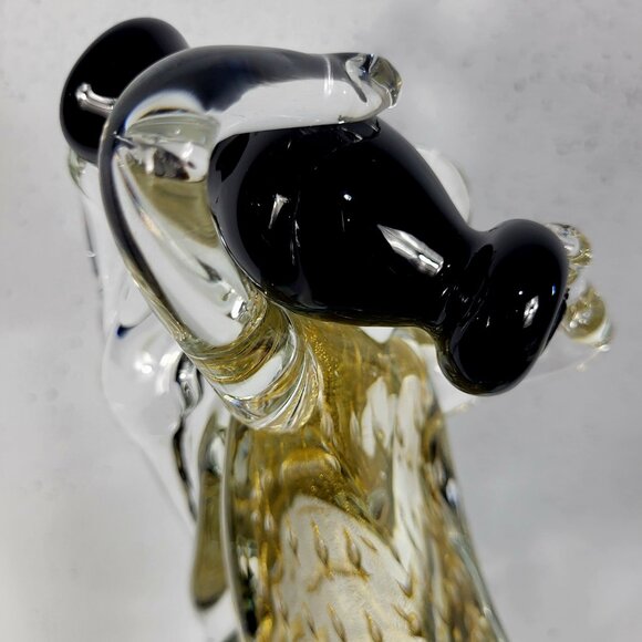 MURANO~VINTAGE 14" SIGNED MARIO BADIOLI BLACK GOLD GLASS FIGURINE SCULPTURE - Picture 4 of 16